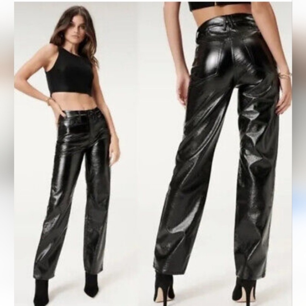 GOOD AMERICAN FAUX LEATHER BLACK WOMEN JEANS SIZE 2/26